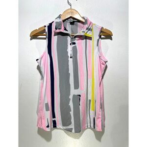 Jamie Sadock performance tennis golf top quarter zip pink gray sport women S